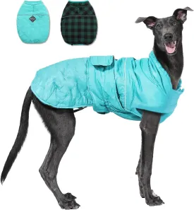PAWZ Road Dog Winter Coat with 5 Layers Warm Material, Reversible Dog Clothes with 2 Sides, Dog Jacket Outdoor Water Repellent, (Green Plaid 3XL)