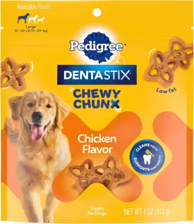 Pedigree Dentastix Chewy Chunx Large Dog Dental Treats Chicken Flavor, 4 oz. Bag