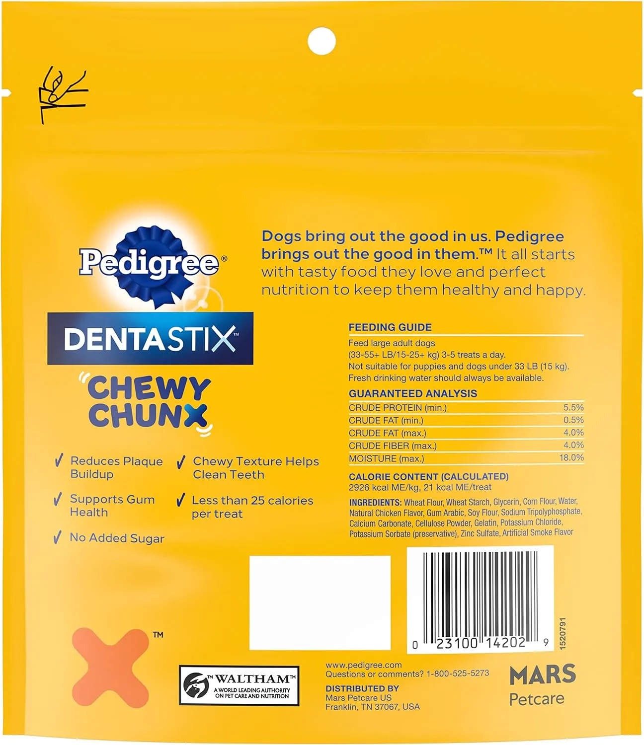 Pedigree Dentastix Chewy Chunx Large Dog Dental Treats Chicken Flavor, 4 oz. Bag