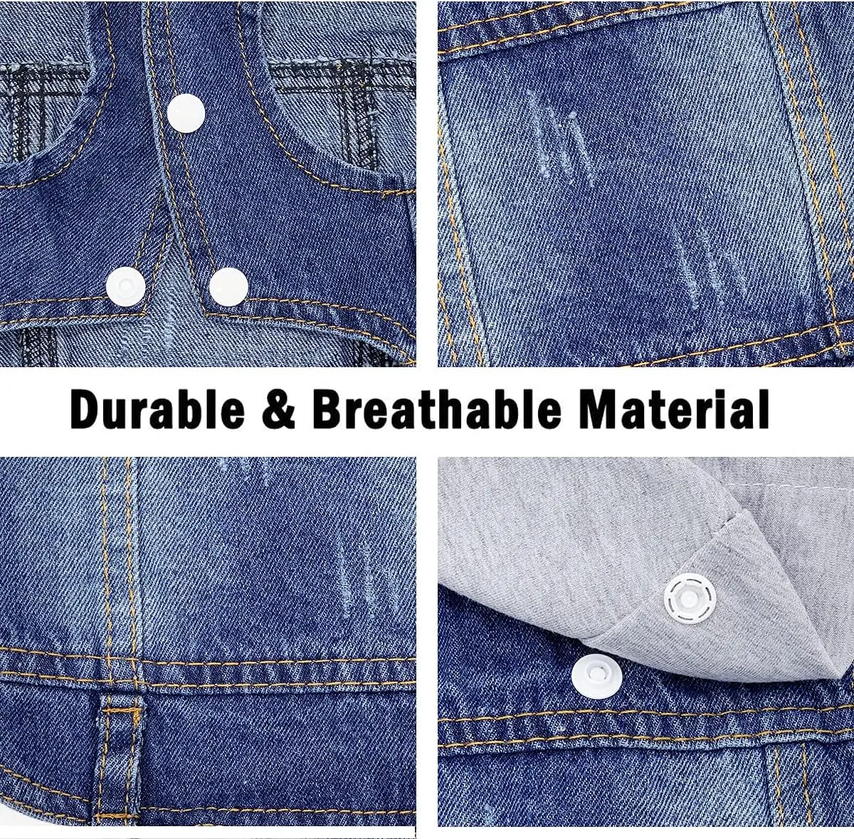Pet Clothes Dog Jeans Jacket Cool Blue Denim Hoodie Coat, Puppy Clothing Shirt Costume, Doggy Vintage Washable Lapel Vest, Dog Classic T-Shirt Apparel for Small Medium Dogs Cats (Blue, Large)