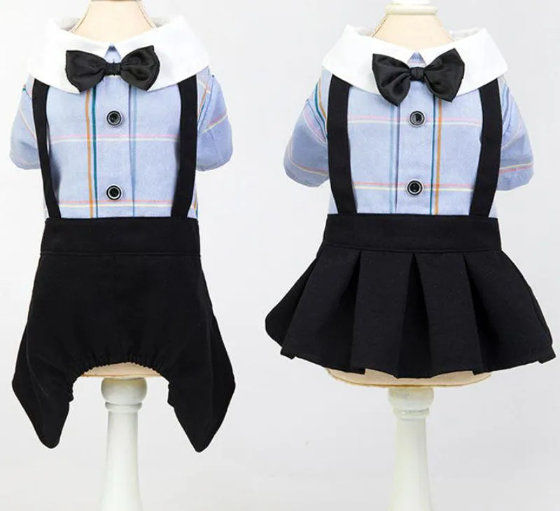 Pet clothing spring and summer new dog clothes couples wear student suits Teddy Bichon Pomeranian clothes