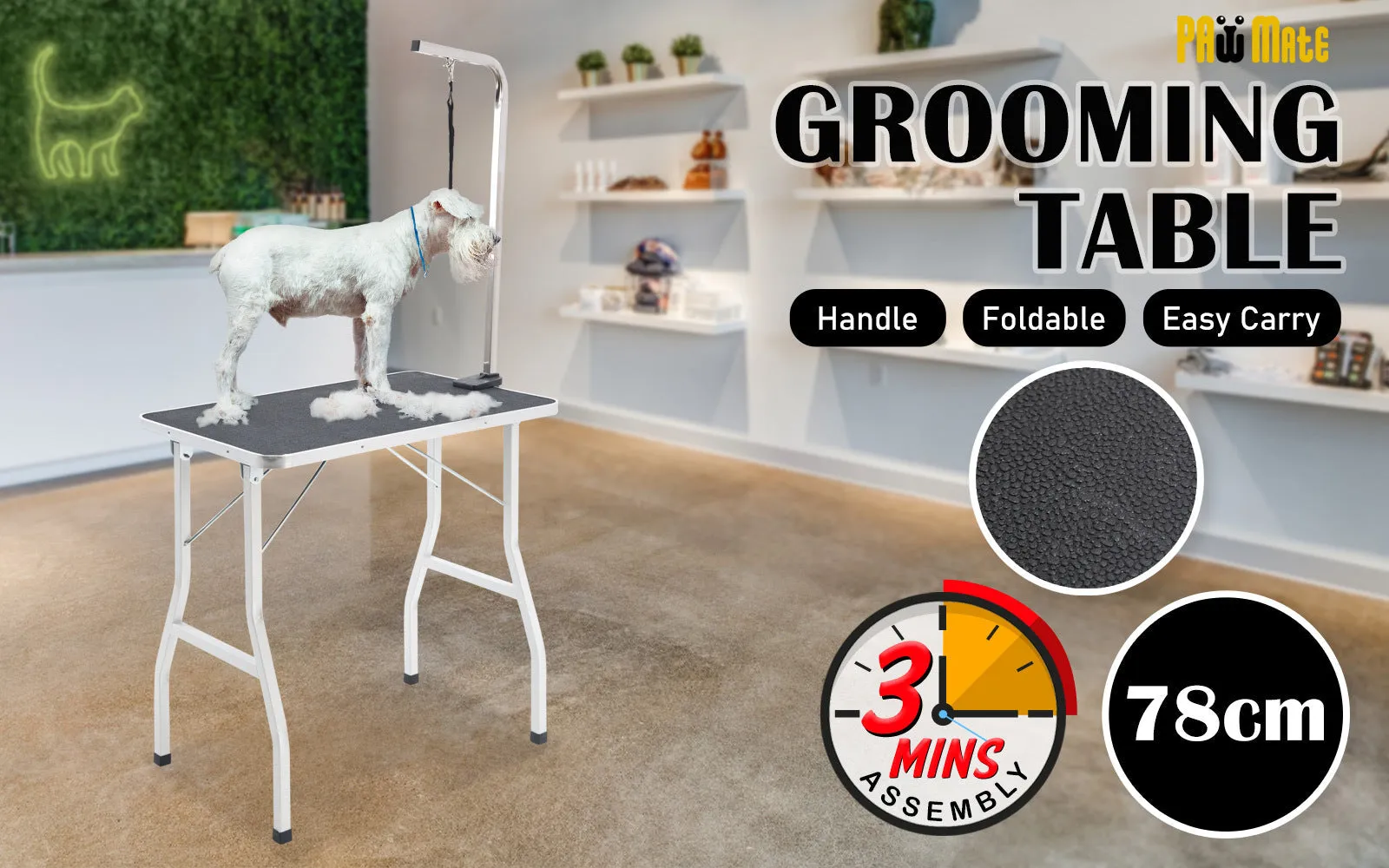 Pet Grooming Salon Table Dog Cat - 78cm Black
