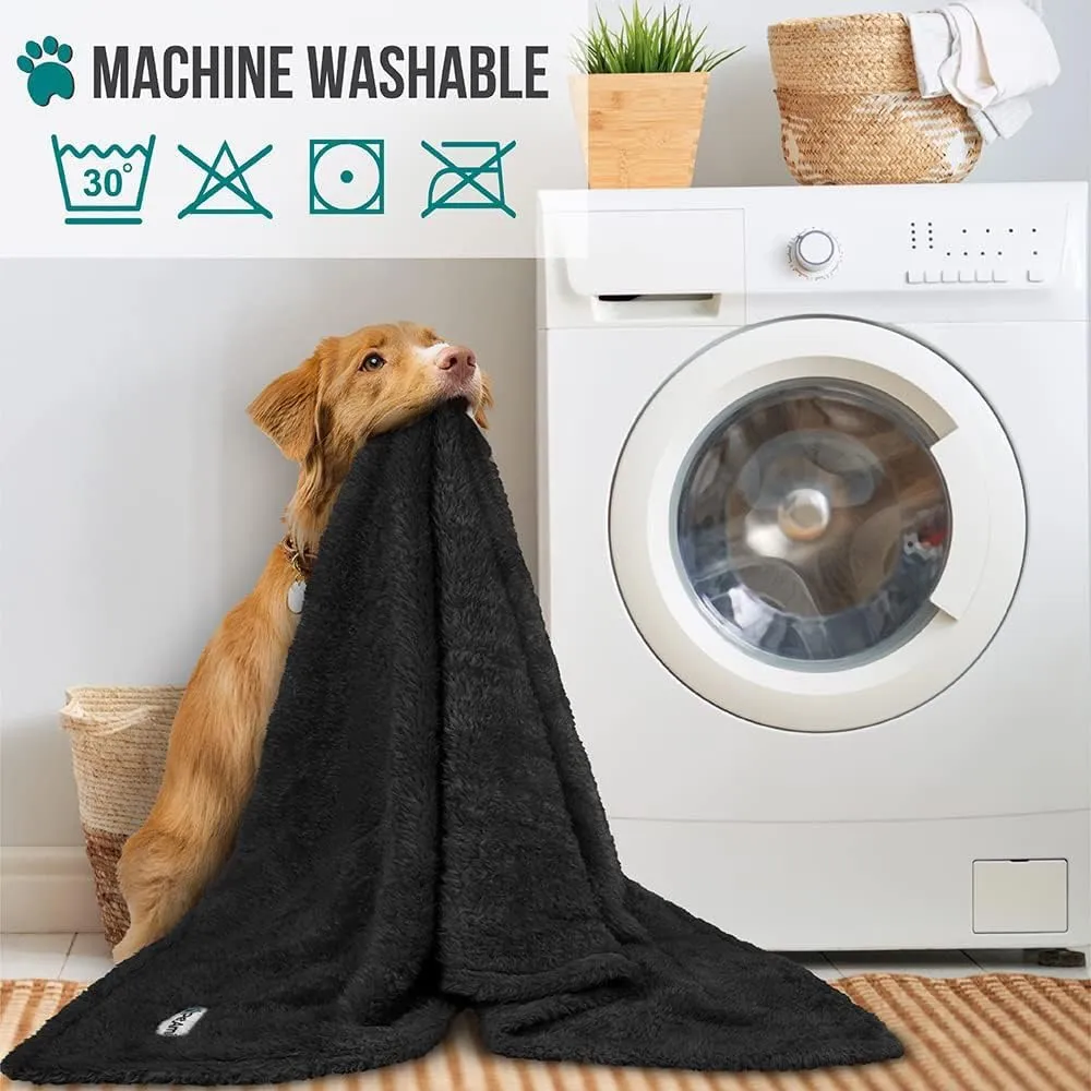 PetAmi Dog Blanket for Small Medium Dogs, Black Fluffy Soft Sherpa Fleece for Puppy, Kitten, Doggie - Calming Pet Throw for Couch, Sofa, Bed - Washable, Medium 29x40