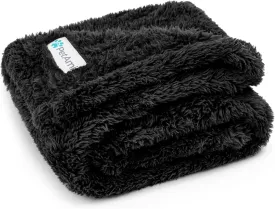 PetAmi Dog Blanket for Small Medium Dogs, Black Fluffy Soft Sherpa Fleece for Puppy, Kitten, Doggie - Calming Pet Throw for Couch, Sofa, Bed - Washable, Medium 29x40