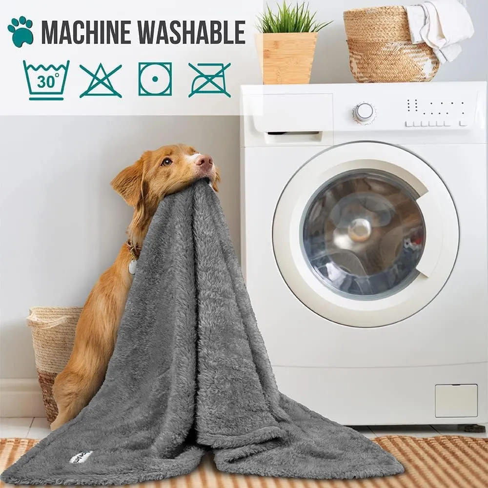 PetAmi Dog Blanket for Small Medium Dogs Grey, Fluffy Soft Puppy Blanket, Sherpa Fleece Cat Blanket for Kitten Doggie, Calming Pet Blanket Throw for Couch Sofa Bed Washable, Medium 29x40