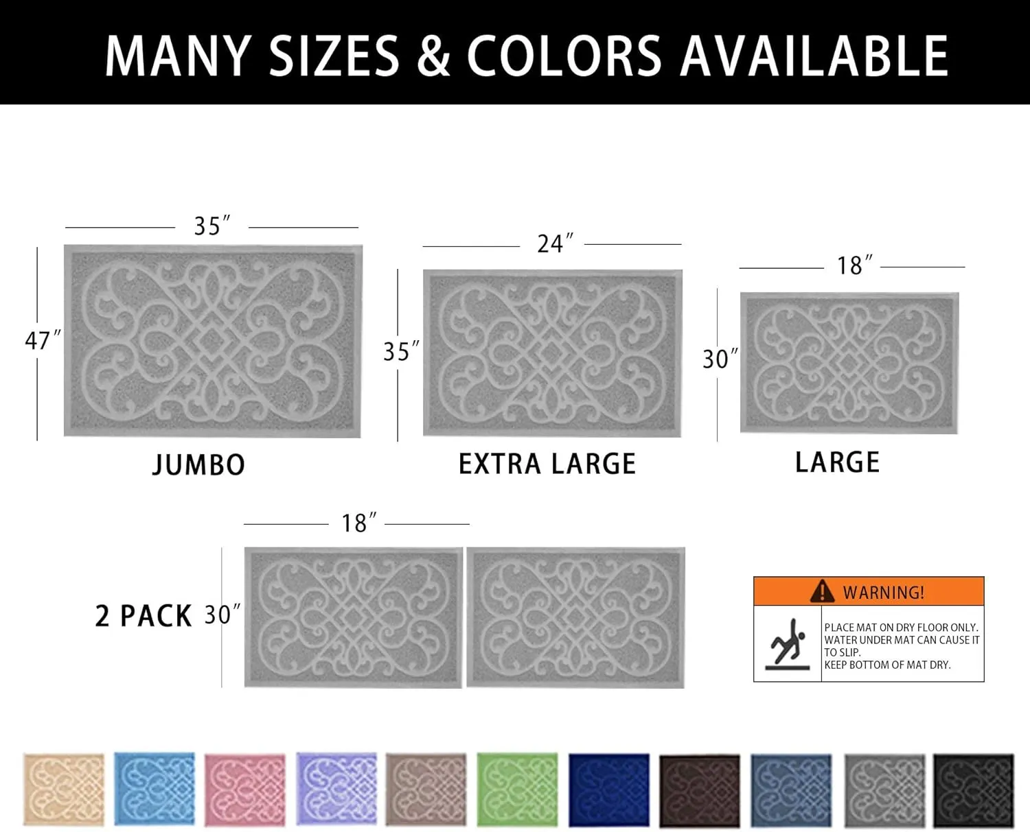PetLike Cat Litter Box Mat, Thick Kitty Litter Trapping Mat, Durable,Waterproof &Washable with Non-Slip Backing, Soft on Kitty Paws and Easy to Clean, BPA Free