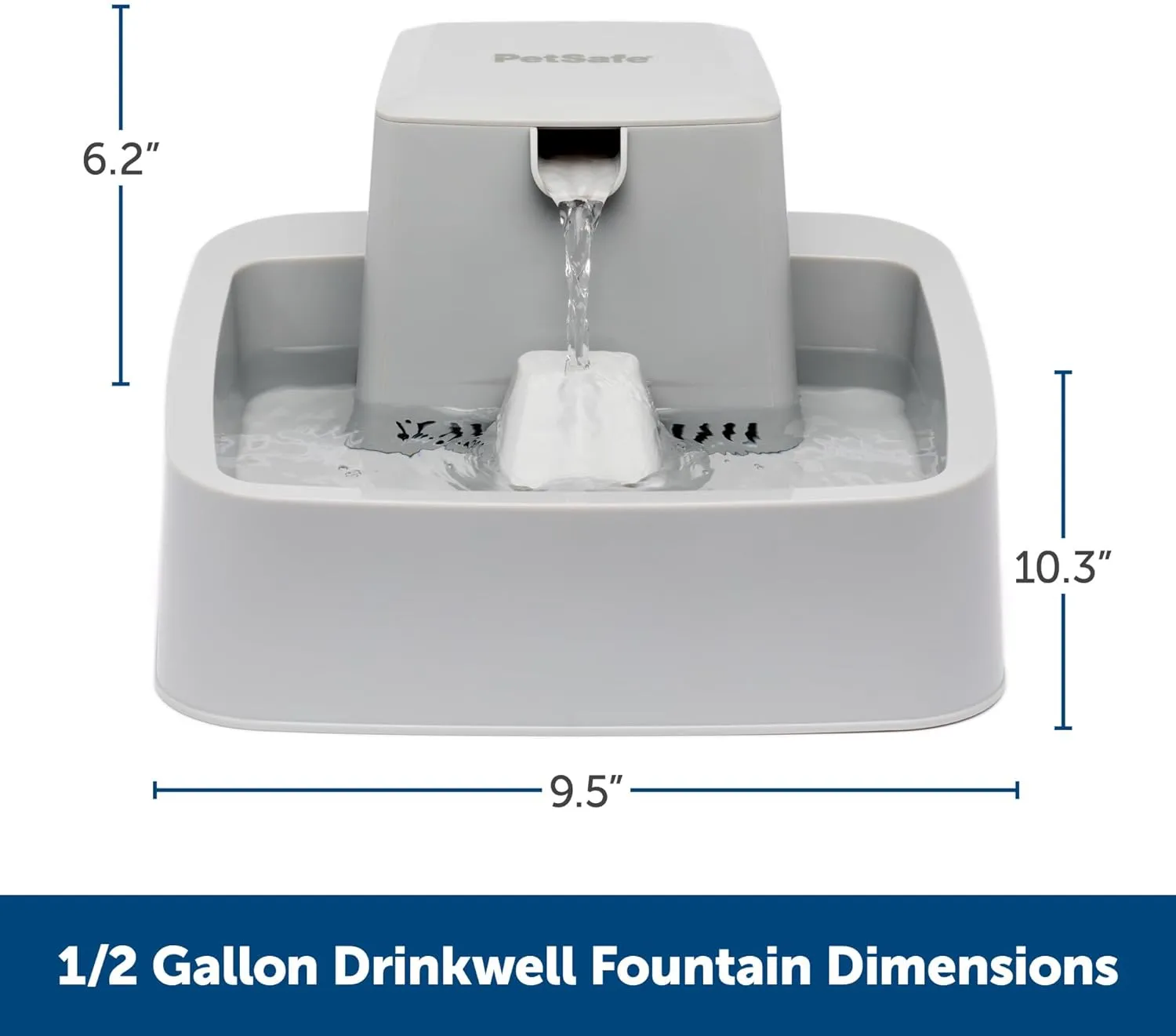 PetSafe Oasys 1/2 Gallon (64 Ounce) Small Pet Fountain - Small Dog and Cat Water Fountain - Dishwasher Safe Filtered Water Dispenser with Flow Control - Easy to Clean - Filters Included