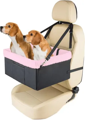 PetSafe Solvit Luxe Car Seat for Medium Dogs Under 30lbs, Metal Frame, Double Layer Oxford, Safety Leash, Perfect for Medium Large Dogs & Cats