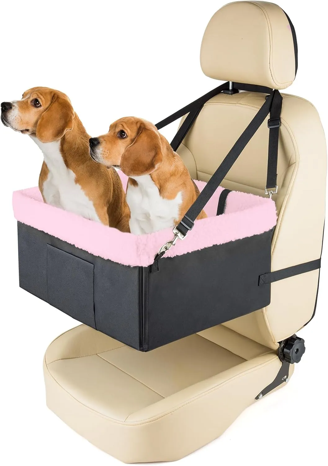 PetSafe Solvit Luxe Car Seat for Medium Dogs Under 30lbs, Metal Frame, Double Layer Oxford, Safety Leash, Perfect for Medium Large Dogs & Cats