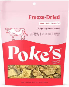 Poke's Freeze-Dried Dog Treats, Beef Liver Recipe, Single Ingredient Natural Dog Treats, Made in USA, Wheat-Free, 3 oz