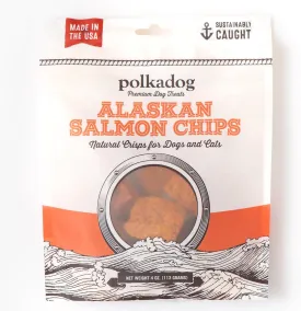 Polkadog Crunchy Alaskan Salmon Chips, Dog Treats  100% Wild-Caught Fish Treat for Dogs, Cats  All-Natural, Grain-Free, Gluten-Free Pet Chips  Single Ingredient Snacks  4 oz.