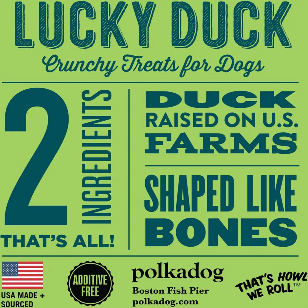 Polkadog Lucky Duck Crunchy Treats Bone Shaped for Dogs, 8-oz