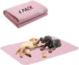 PUPTECK Washable Pee Pads for Dogs - Waterproof Reusable Puppy Potty Training Pads Whelping Mat - Fast Absorption Non-Slip Pet Food Feeding Mat (Pink, 24x36 Inch (Pack of 4))