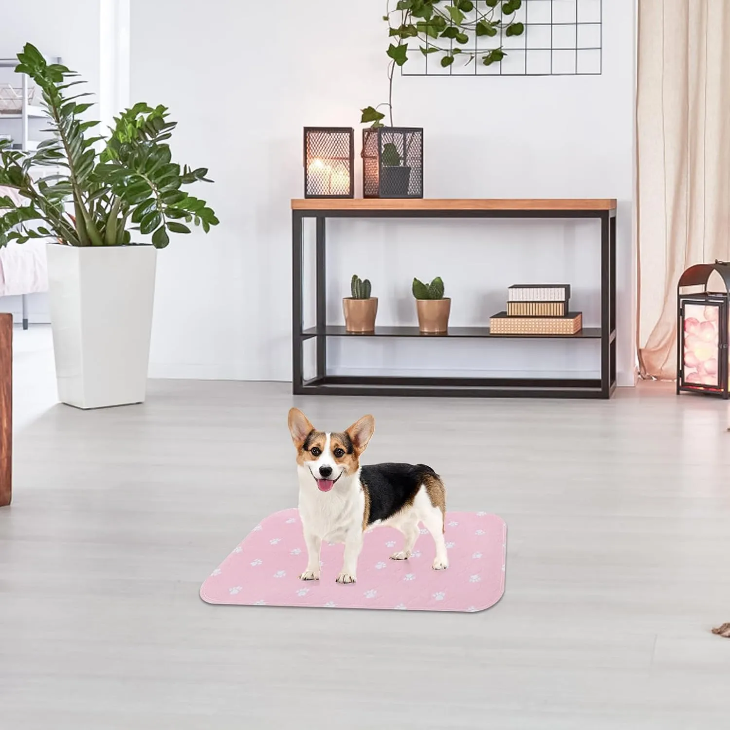 PUPTECK Washable Pee Pads for Dogs - Waterproof Reusable Puppy Potty Training Pads Whelping Mat - Fast Absorption Non-Slip Pet Food Feeding Mat (Pink, 24x36 Inch (Pack of 4))