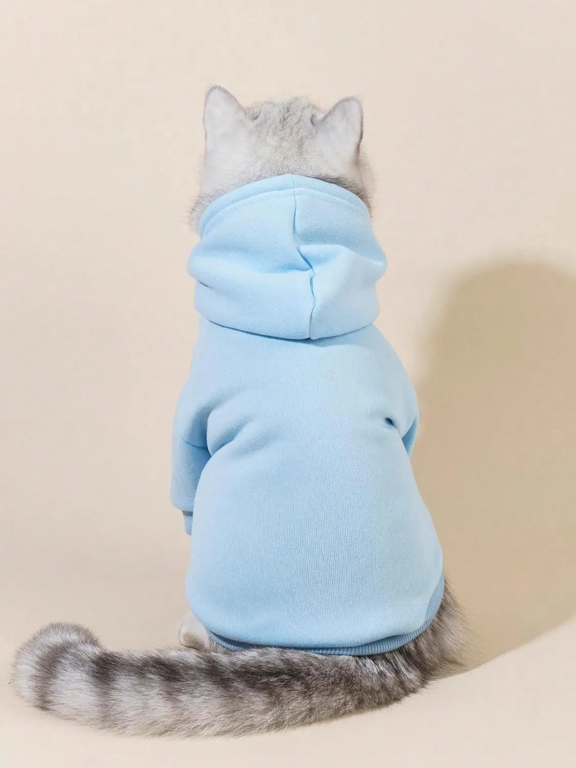 QWINEE Basic Dog Hoodie, Dog Warm Jacket, Cat Apparel, Dog Shirt, Dog Clothes for Puppy Kitten Small Medium Dogs Cats Light Blue S