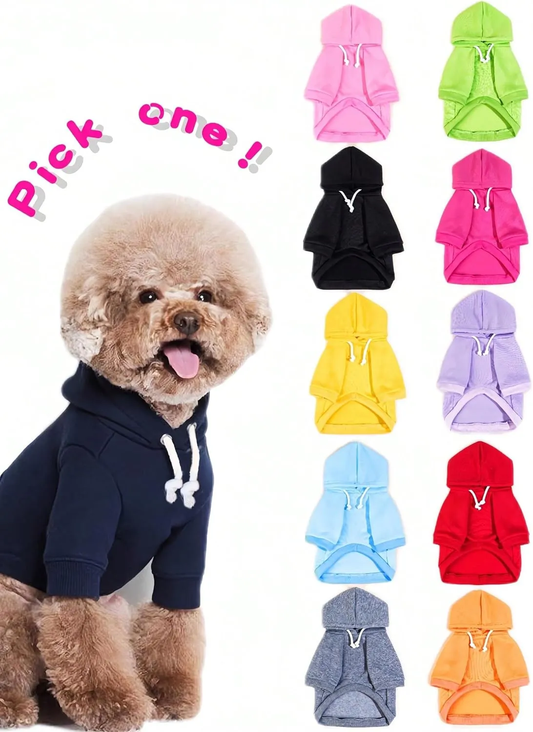 QWINEE Basic Dog Hoodie, Dog Warm Jacket, Cat Apparel, Dog Shirt, Dog Clothes for Puppy Kitten Small Medium Dogs Cats Light Blue S