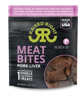 Raised Right Pets - Meat Bites - Pork Liver Dog Treats