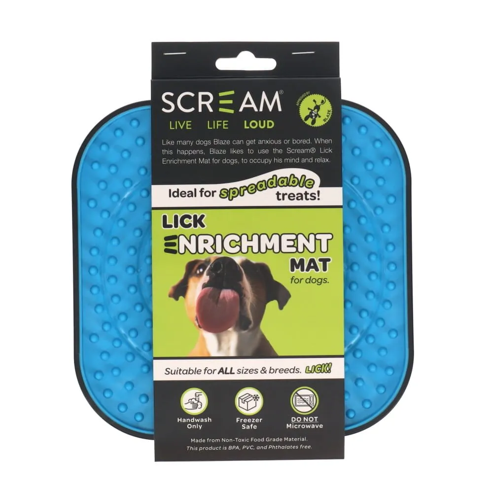Scream Lick Enrichment Dog Mat for Crates Blue