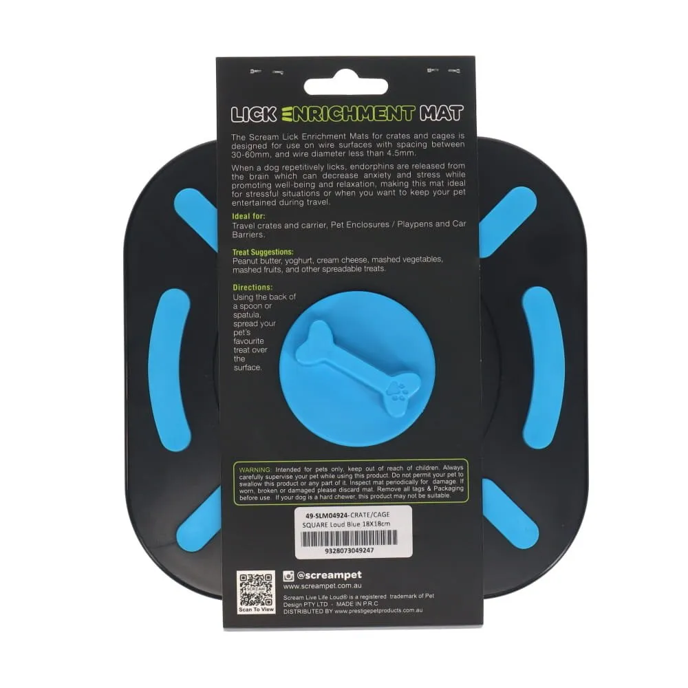 Scream Lick Enrichment Dog Mat for Crates Blue