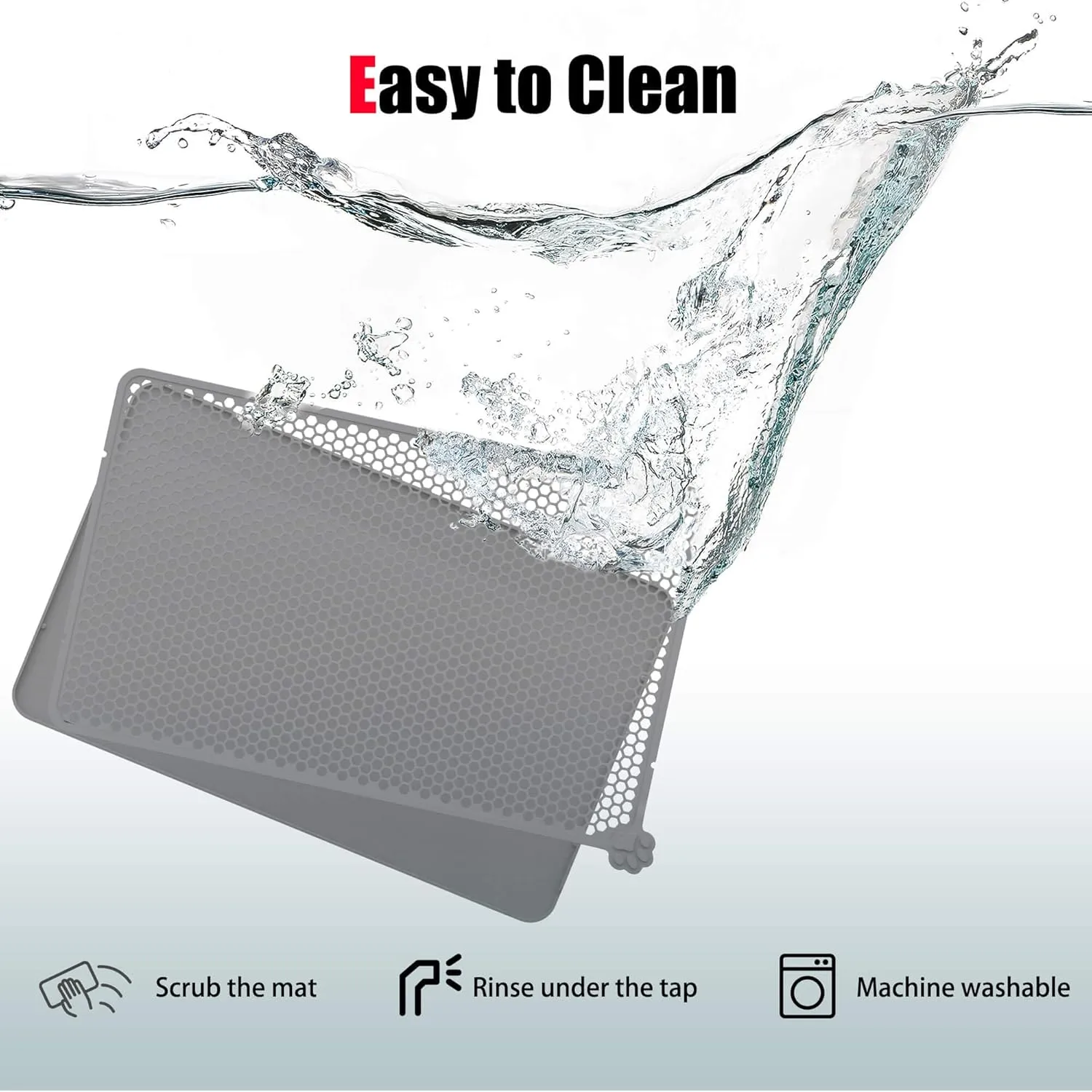 Silicone Cat Litter Trapping MatEasy to Clean Double Layer Detachable Mat for Litter Box Soft on Paws & Non-Slip Kitty Litter Mat for Floor (24x15 inch)