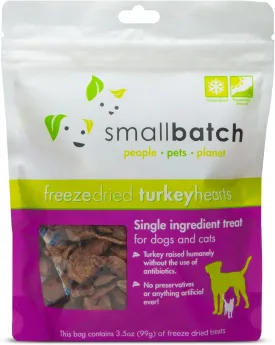 smallbatch Pets Premium Freeze-Dried Turkey Heart Treats for Dogs and Cats, 3.5 oz, Made and Sourced in The USA, Single Ingredient, Humanely Raise Meat, No Preservatives or Anything Artificial Ever