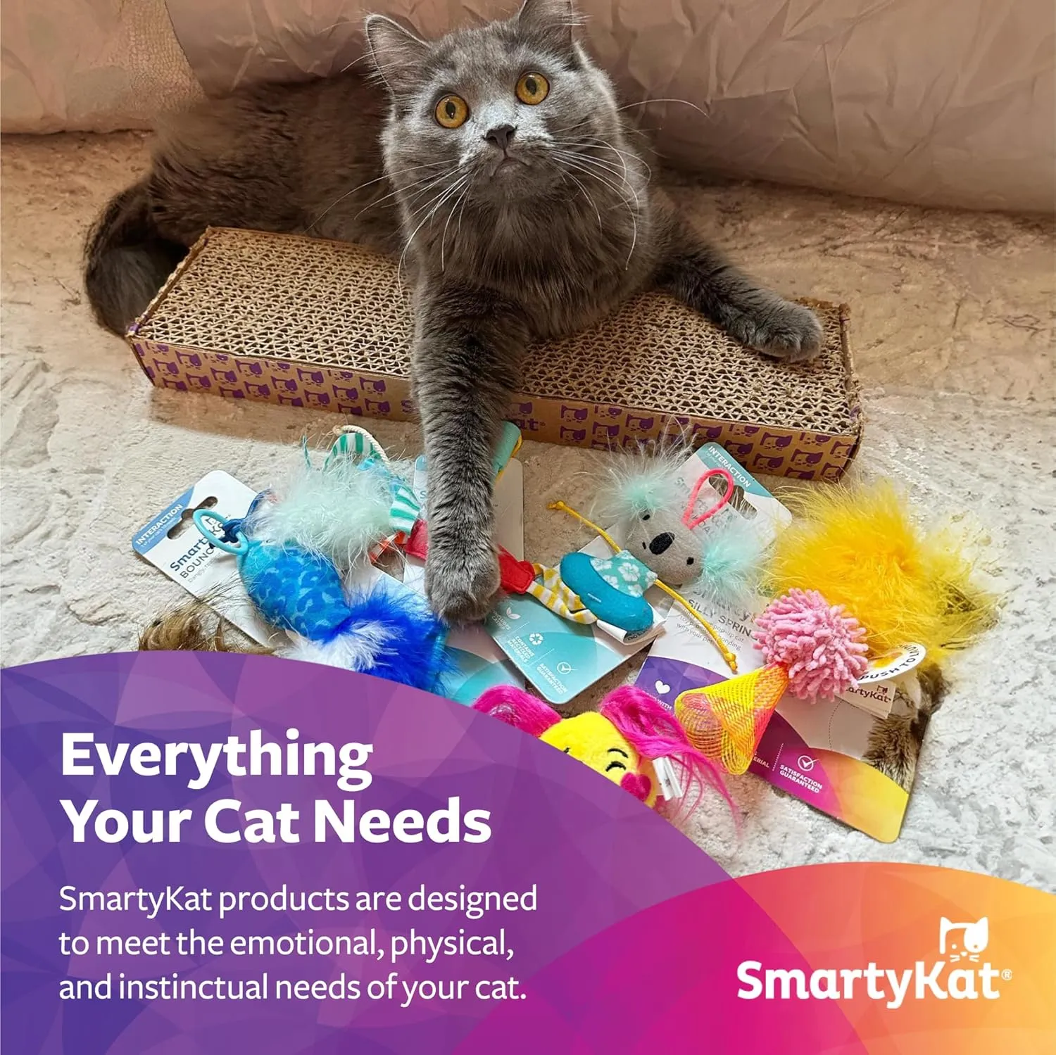 SmartyKat Catnip Pouch for Cats & Kittens, USDA Certified Organic, Featuring Resealable Pouch, Sprinkle on Toys, Bedding & Scratchers, 0.5 Ounces