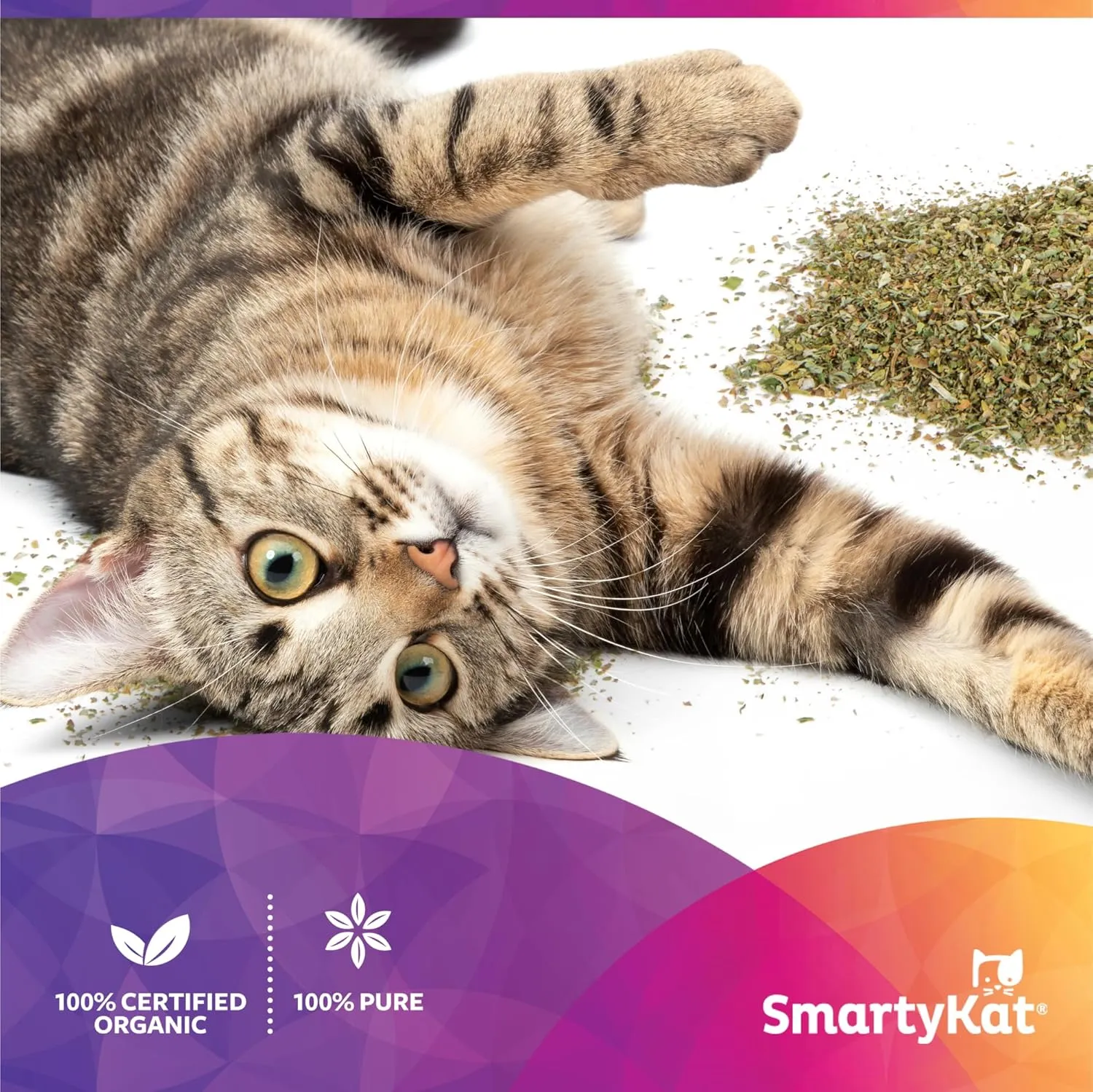 SmartyKat Catnip Pouch for Cats & Kittens, USDA Certified Organic, Featuring Resealable Pouch, Sprinkle on Toys, Bedding & Scratchers, 0.5 Ounces