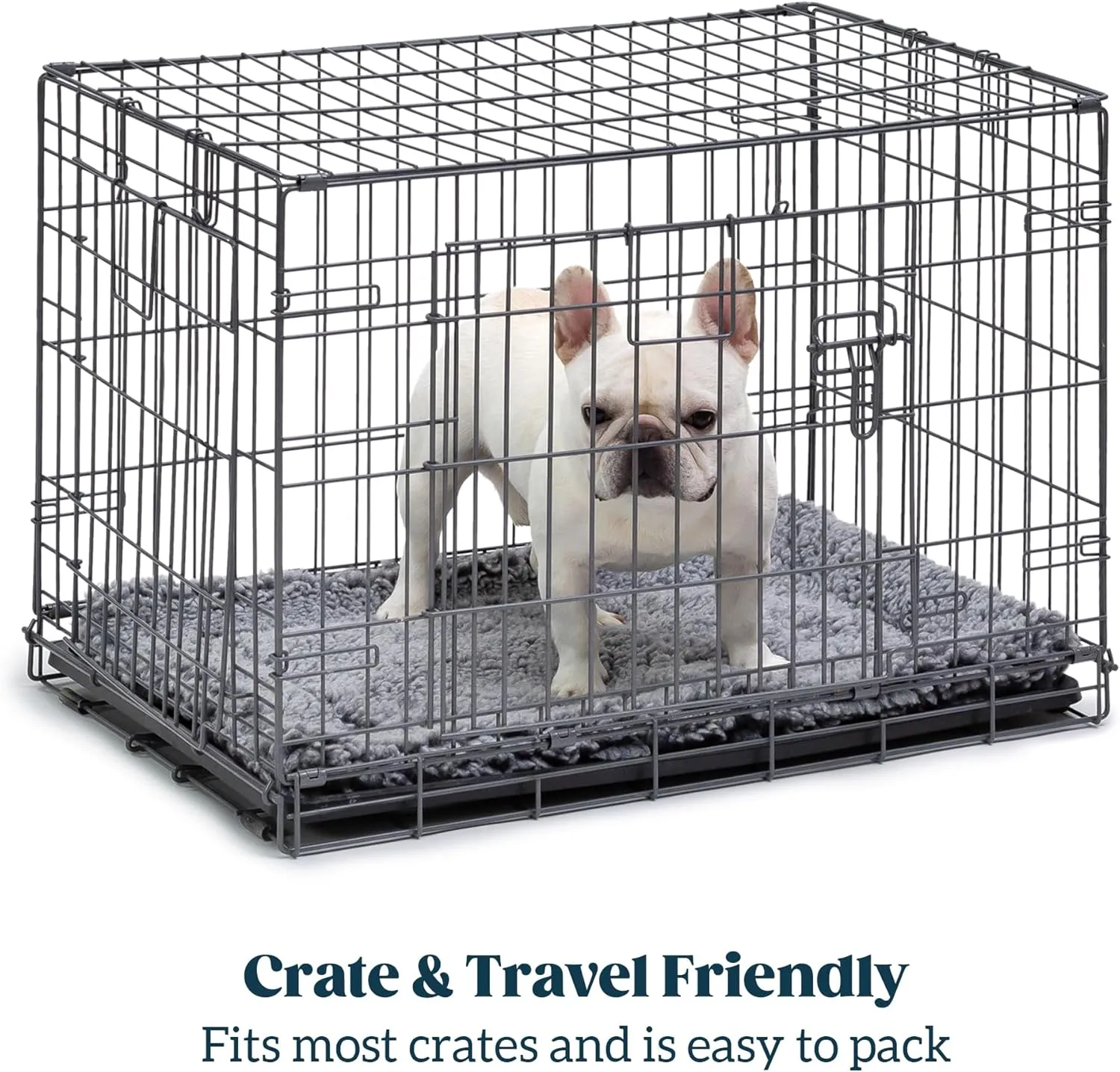 Stoutwool Indestructible Dog Bed - Fluffy Chew Proof Dog Crate Pad - Tough Kennel Pad for Aggressive Chewers - Washable, Ideal for Large Breeds & Fits 42-Inch Crate - 41"x27", Charcoal