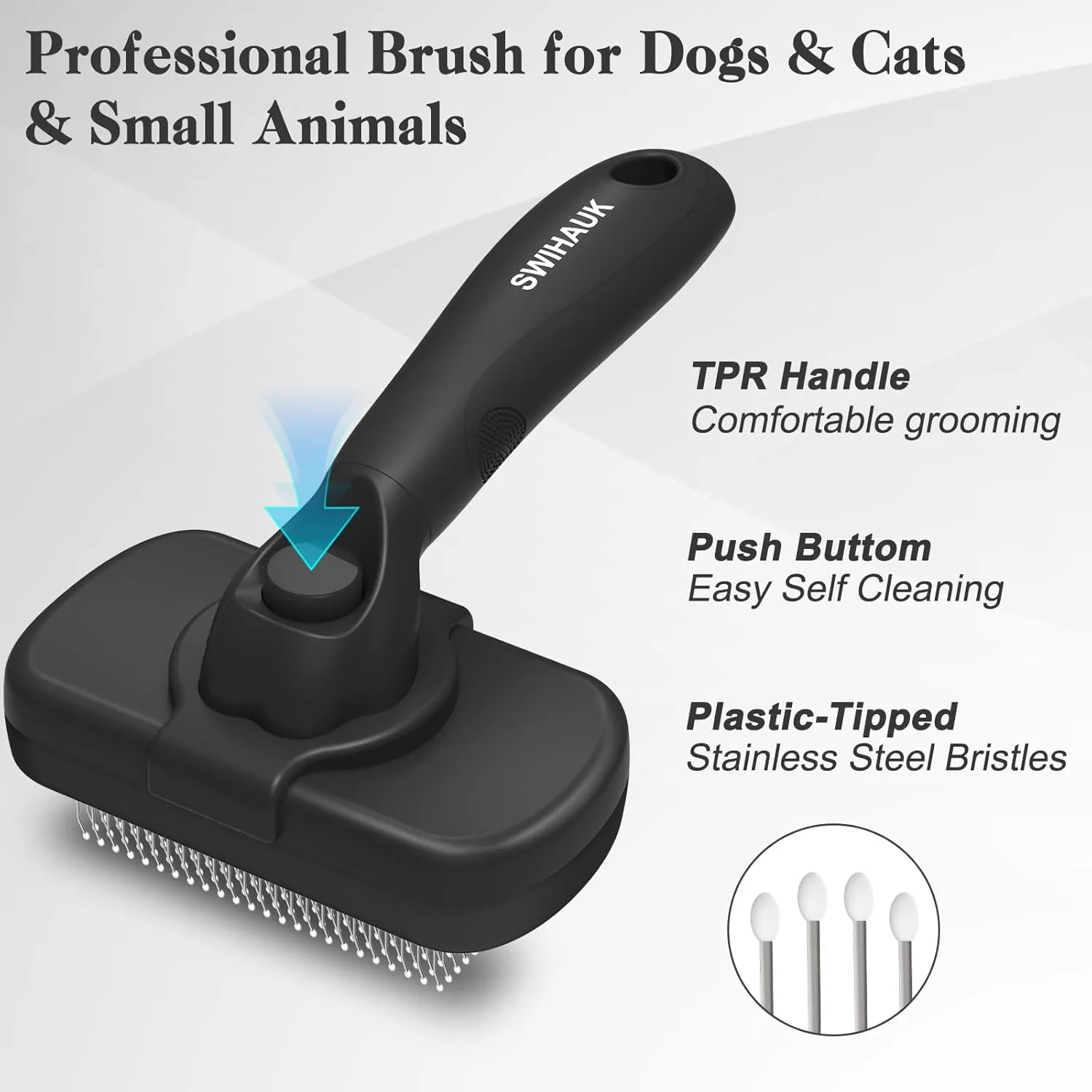 Swihauk Self Cleaning Slicker Brush for Dogs & Cats - Skin