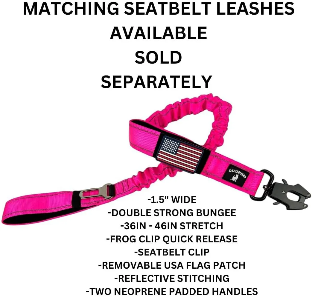 Tactical Dog Collar 2 Inch Wide Heavy Duty with Metal 2-Pin Belt Buckle for Medium, Large & XL Dogs, Thick Military-Style K9 Collar, Reflective, with Name Plate Area, USA Flag Patch, Strong & Durable