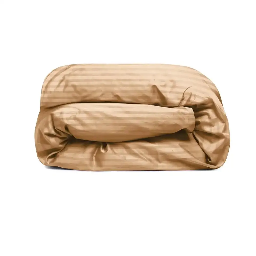 THS Eternal Stripes Double/Queen Cotton Duvet Cover Gold