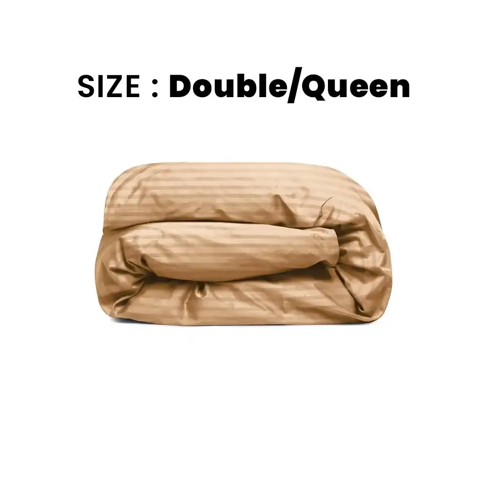 THS Eternal Stripes Double/Queen Cotton Duvet Cover Gold