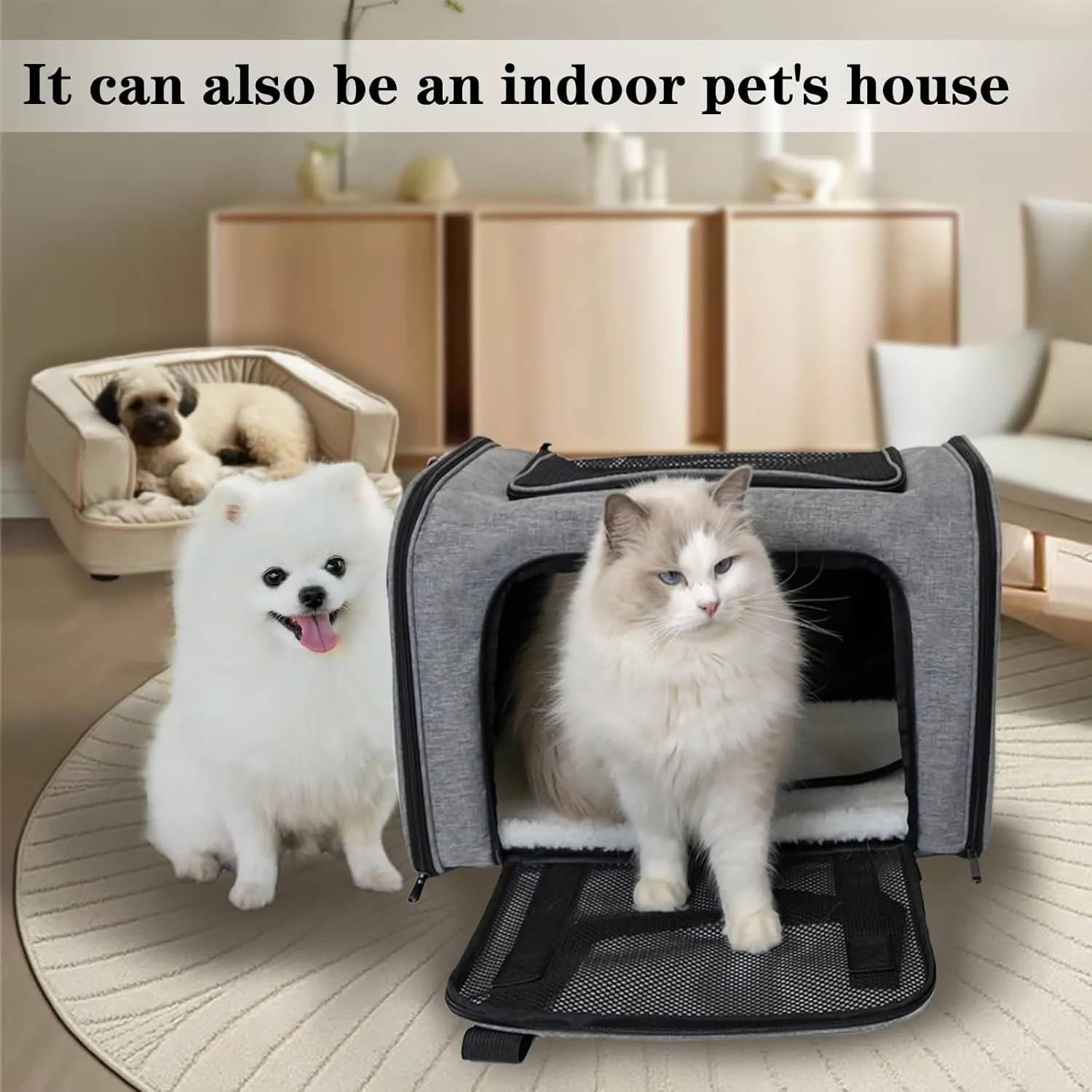 Top tasta Dog Cat Carrier Pet Carriers for Small Medium Large Cats Dogs Carrier Soft Sided Small Puppy Dog Carrier Portable Foldable Airline Approved Dog Cat Travel Carrier Grey Black M