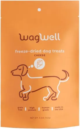 WagWell Freeze Dried Cheese Dog Treats - Grain-Free, High-Protein Pasteurized Dog Treats Made in The USA - Human-Grade, Minimally Processed & Preservatives Free