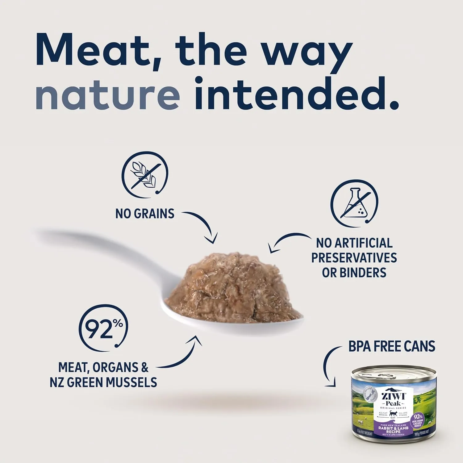 ZIWI Peak Canned Wet Cat Food  All Natural, High Protein, Grain Free, Limited Ingredient, with Superfoods (Rabbit & Lamb, Case of 12, 6.5oz Cans)